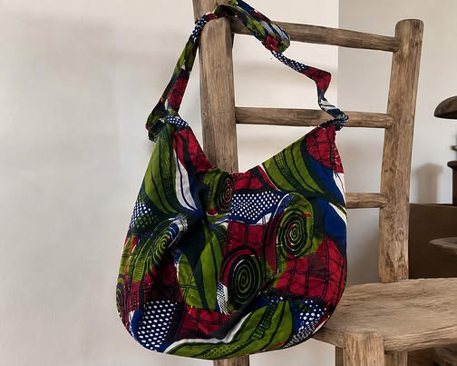 Handgemaakte African Print Hobo Bag – Groen/Rood/Blauw