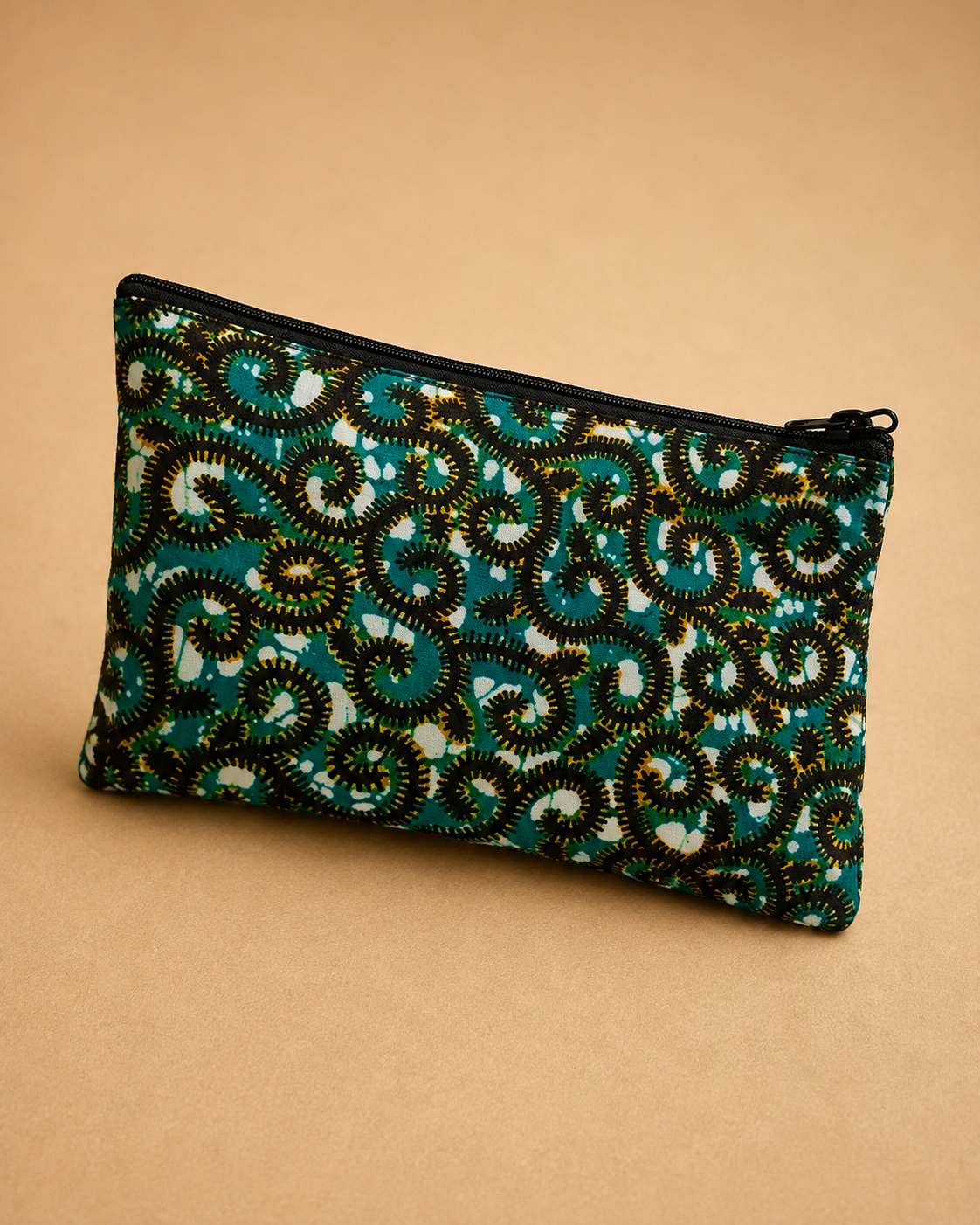 Handgemaakte African Print Portemonnee – Groen/Zwart