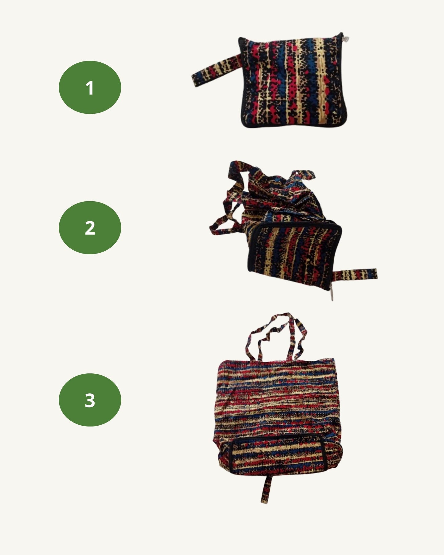 Kikapu Opvouwbare African Print Shopper – Rood/Blauw/Beige