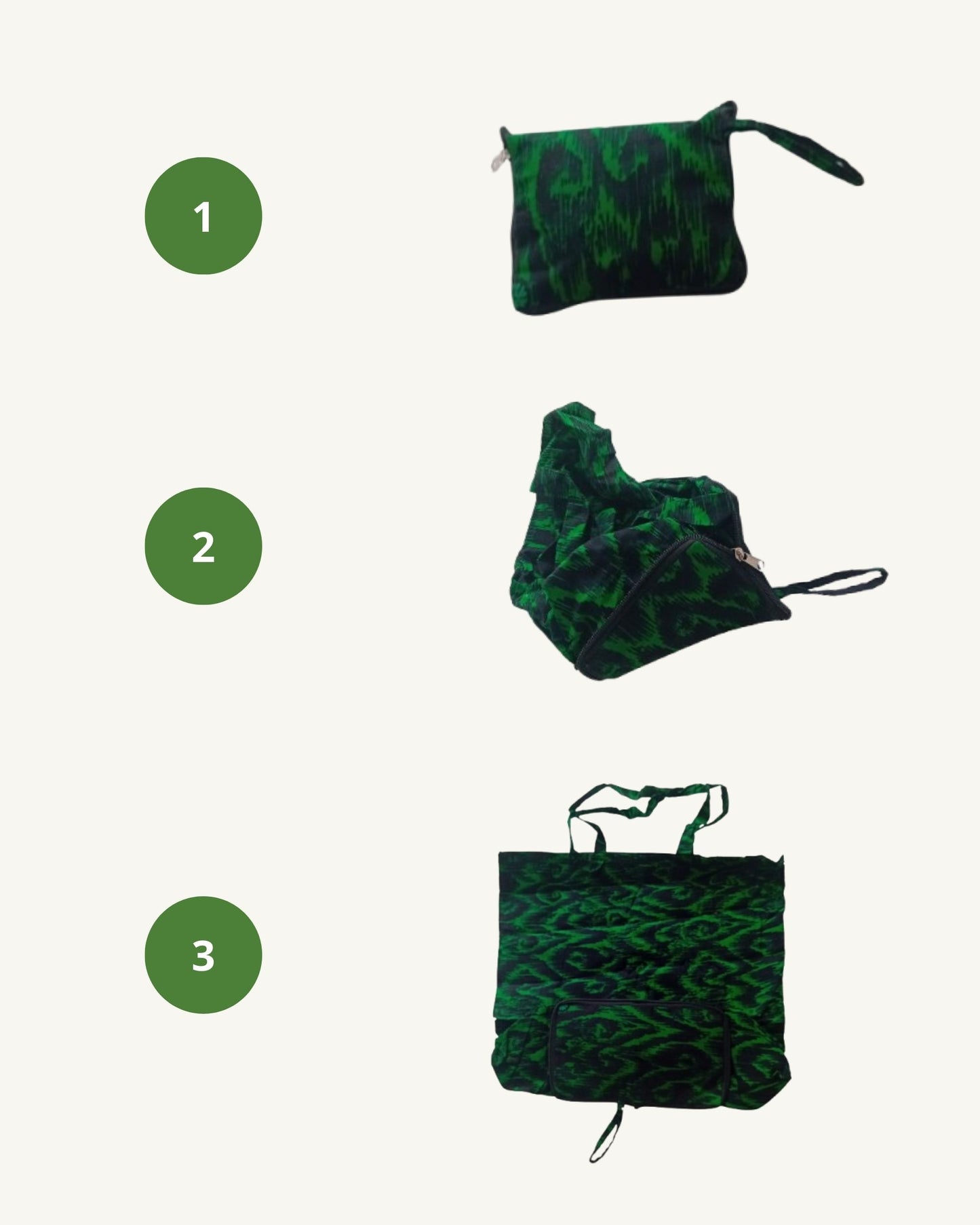 Kikapu Opvouwbare African Print Shopper – Groen/Zwart