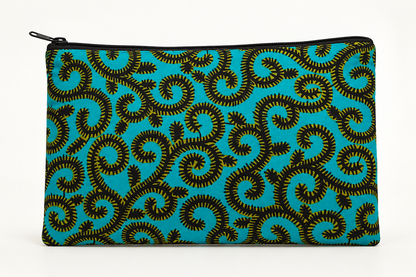 Handgemaakte African Print Portemonnee – Turquoise/Zwart