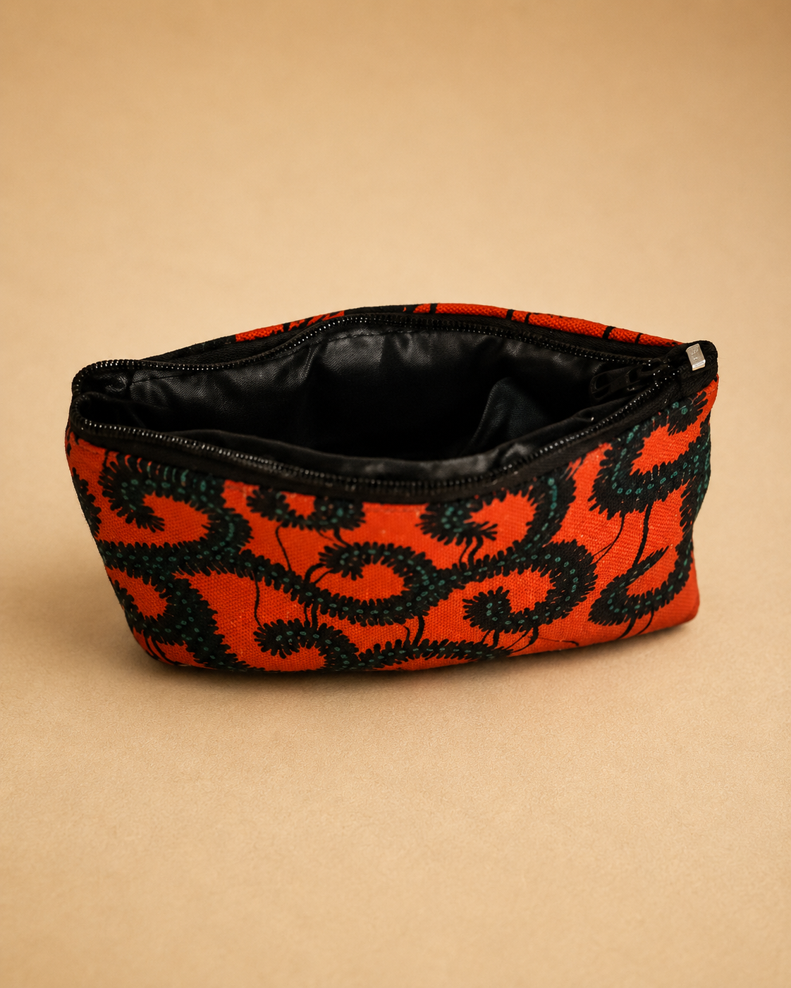 Handgemaakte African Print Portemonnee – Oranje/Zwart