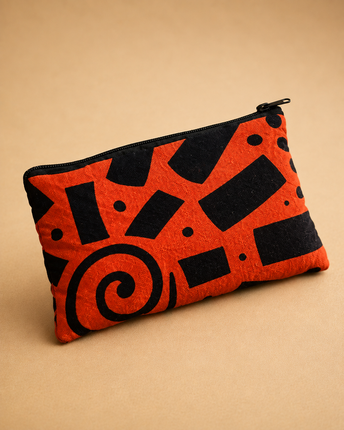 Handgemaakte African Print Portemonnee – Oranje/Zwart