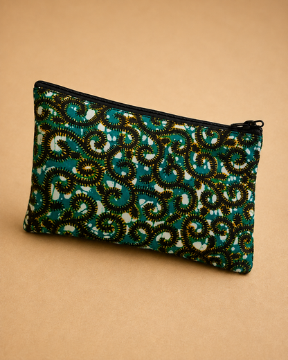 Handgemaakte African Print Portemonnee – Groen/Zwart