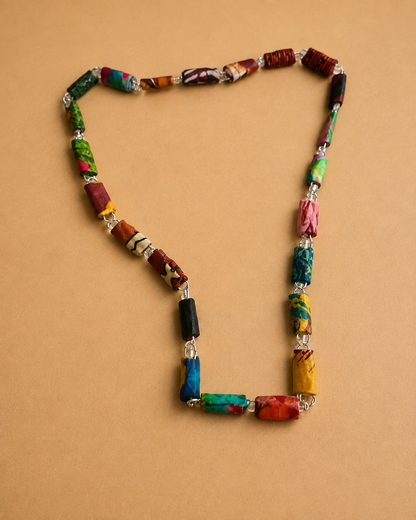 Handgemaakte Ugandese Papierkralen Ketting – Multicolor