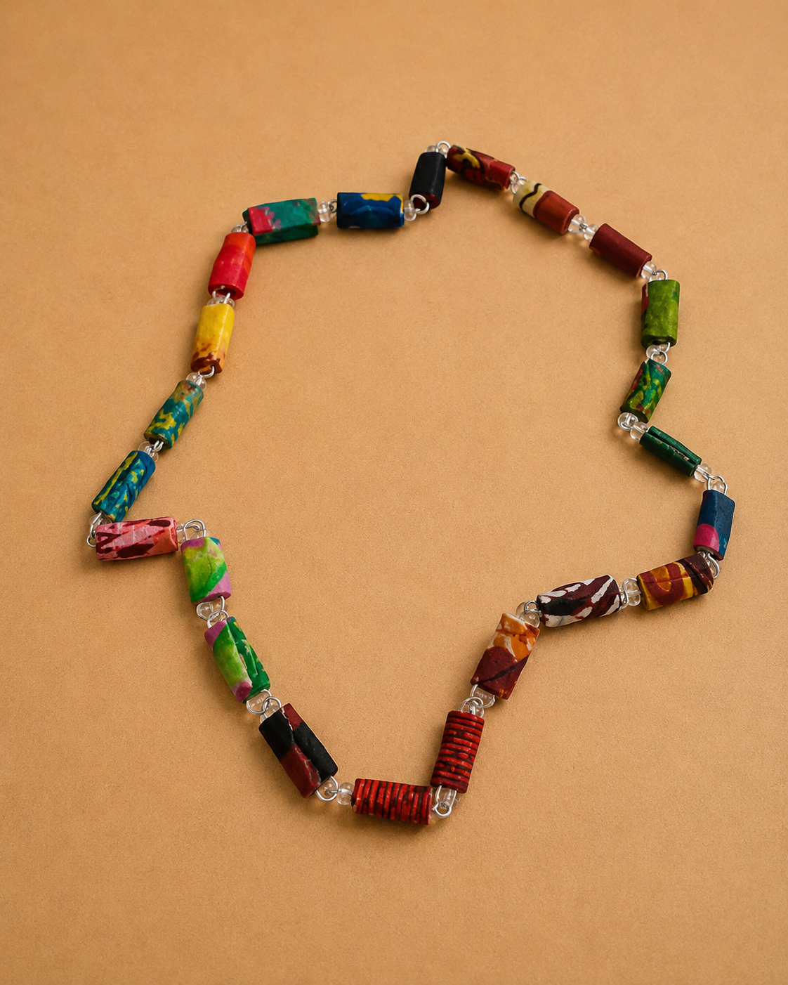 Handgemaakte Ugandese Papierkralen Ketting – Multicolor