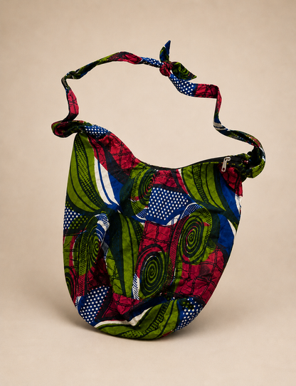 Handgemaakte African Print Hobo Bag – Groen/Rood/Blauw