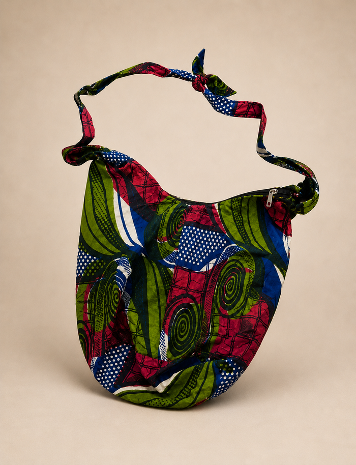 Handgemaakte African Print Hobo Bag – Groen/Rood/Blauw