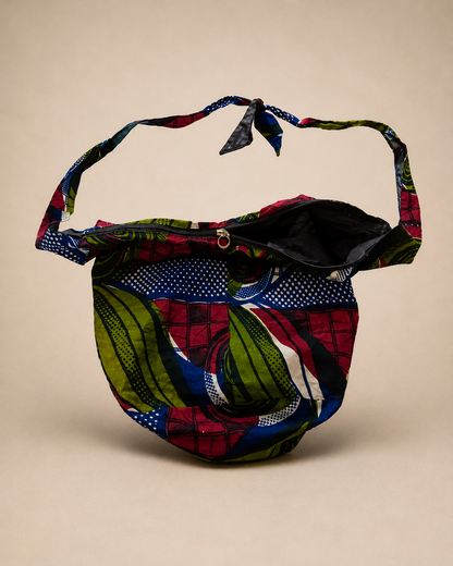 Handgemaakte African Print Hobo Bag – Groen/Rood/Blauw