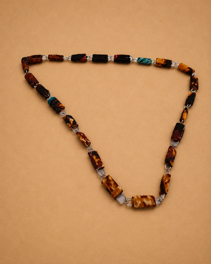 Handgemaakte Ugandese Papierkralen Ketting – Bruin/Multicolor