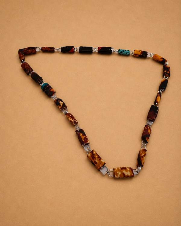 Handgemaakte Ugandese Papierkralen Ketting – Bruin/Multicolor