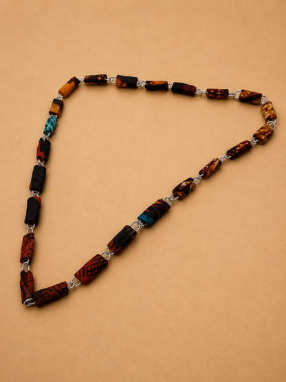 Handgemaakte Ugandese Papierkralen Ketting – Bruin/Multicolor