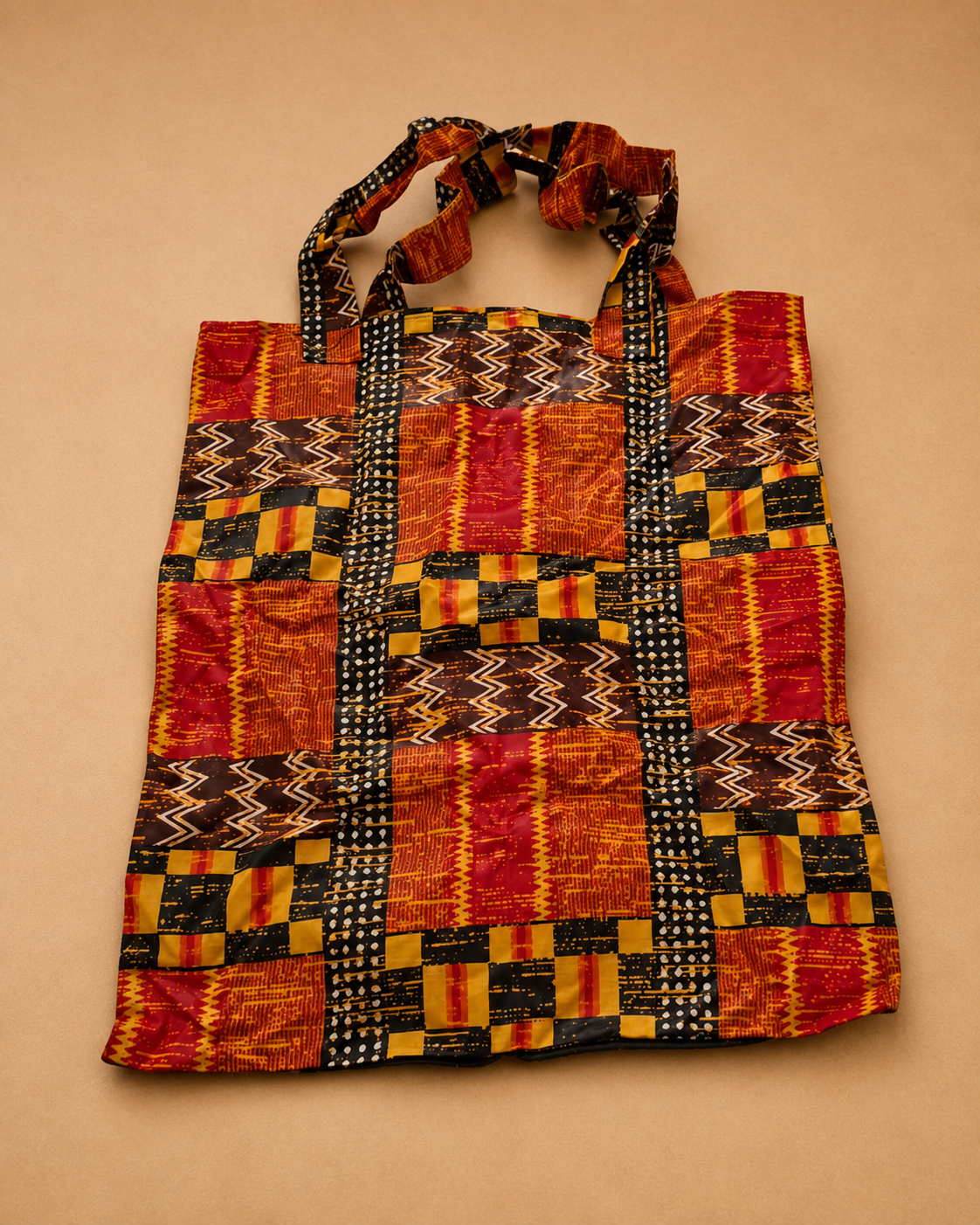 Patchwork Shopper – Rood/Oranje/Zwart