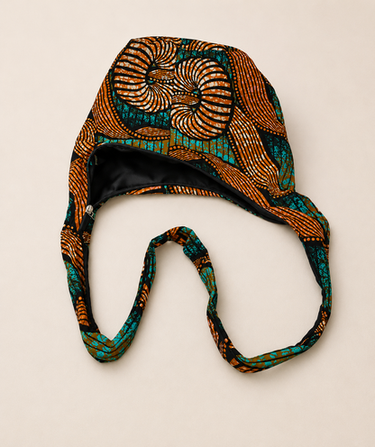 African Print Crossbody Tas – Bruin/Blauw
