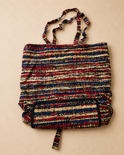Kikapu Opvouwbare African Print Shopper – Rood/Blauw/Beige