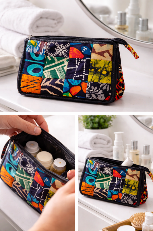 Waxprint Patchwork Toilettas – Multicolor