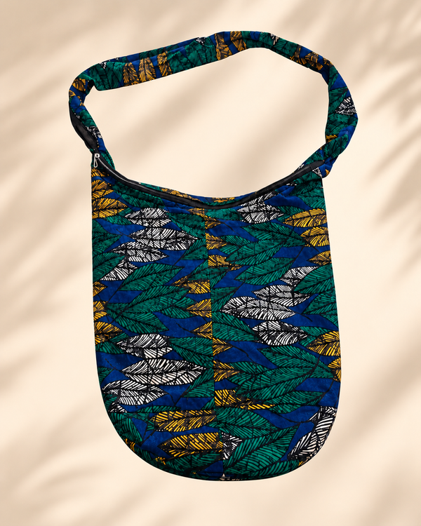 Handgemaakte African Print Hobo Tas – Blauw/Groen
