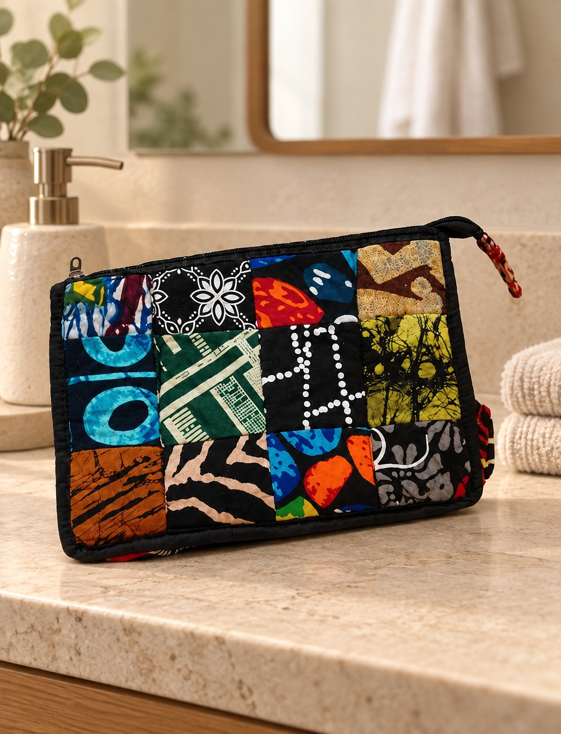 Waxprint Patchwork Toilettas – Multicolor
