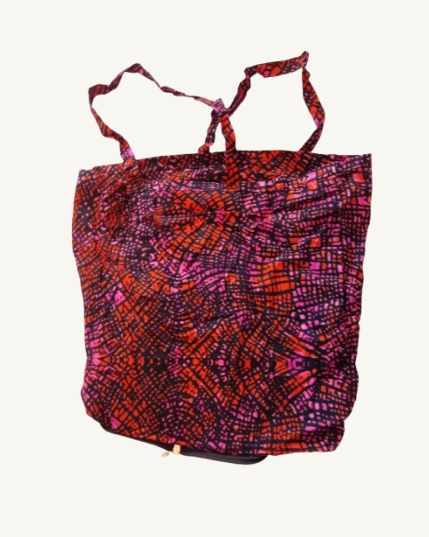Kikapu Opvouwbare African Print Shopper – Roze/Rood/Zwart