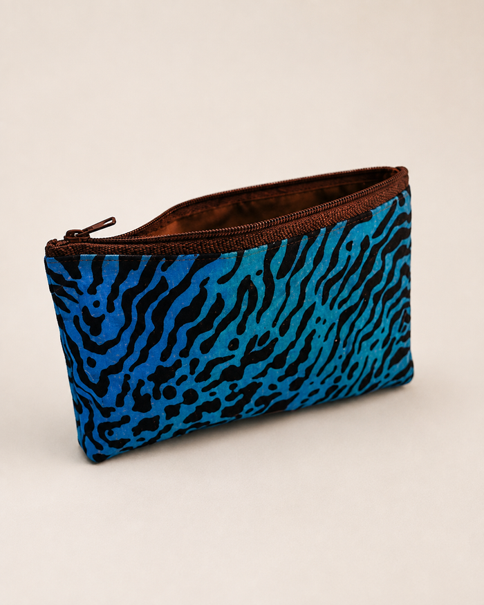 Handgemaakte African Print Portemonnee – Blauw/Zwart