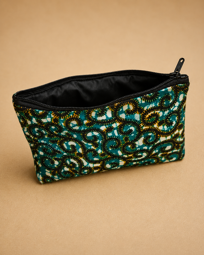 Handgemaakte African Print Portemonnee – Groen/Zwart