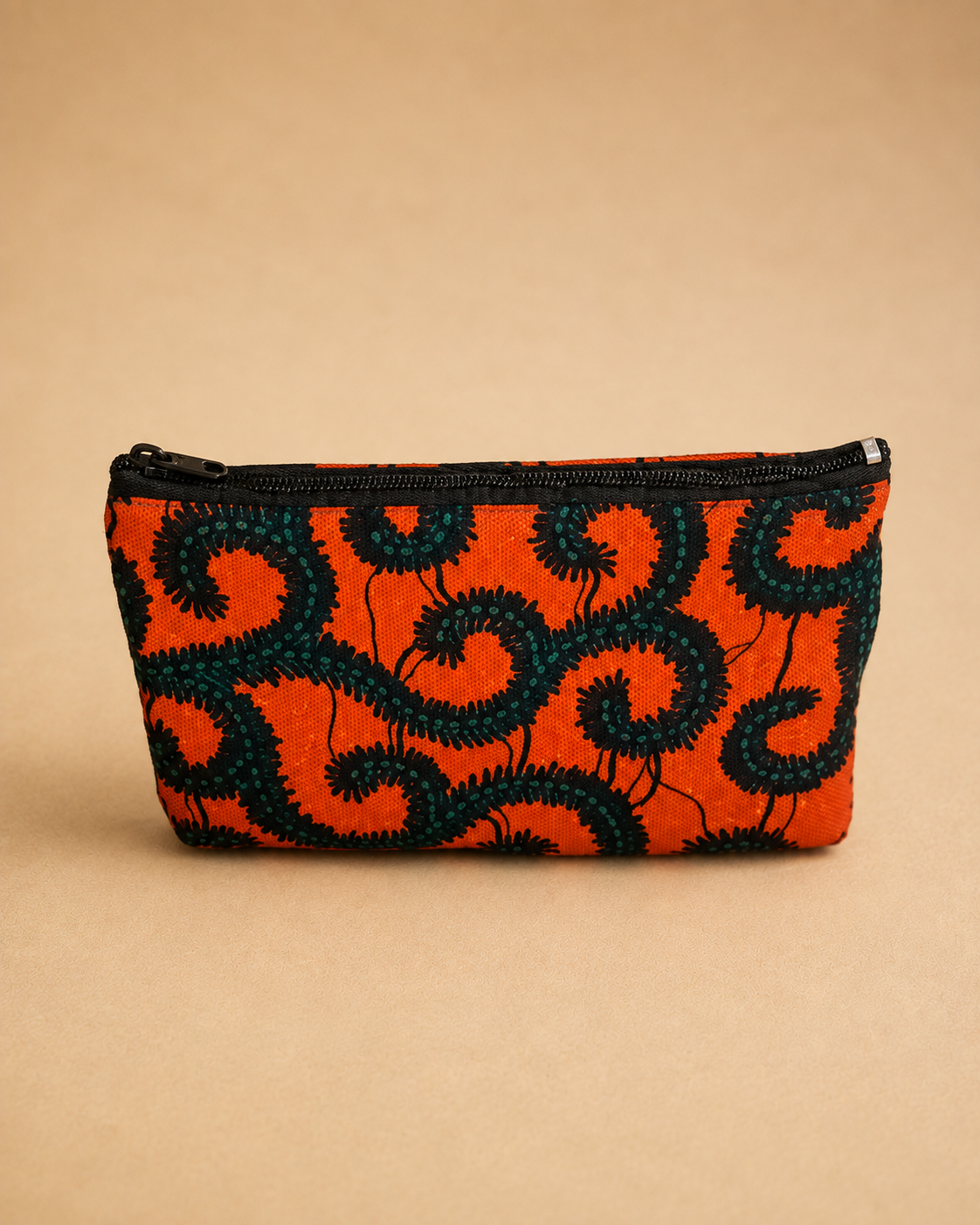 Handgemaakte African Print Portemonnee – Oranje/Zwart