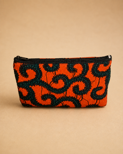 Handgemaakte African Print Portemonnee – Oranje/Zwart