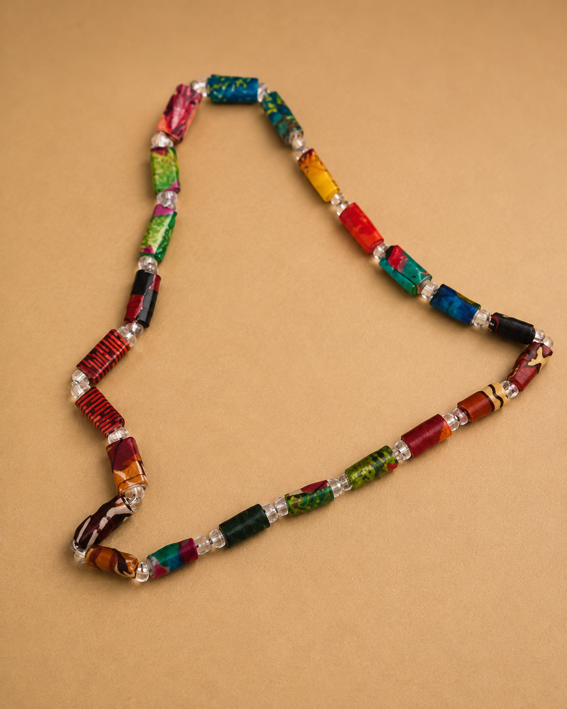 Handgemaakte Ugandese Papierkralen Ketting – Multicolor