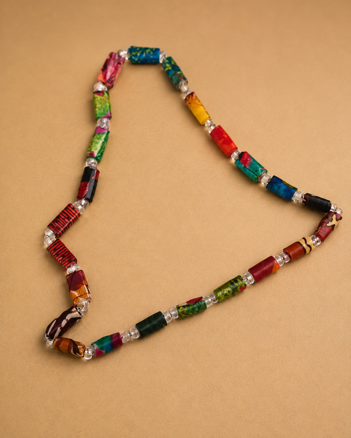 Handgemaakte Ugandese Papierkralen Ketting – Multicolor