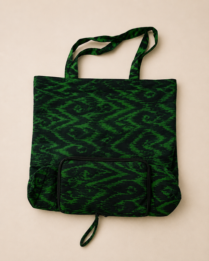 Kikapu Opvouwbare African Print Shopper – Groen/Zwart