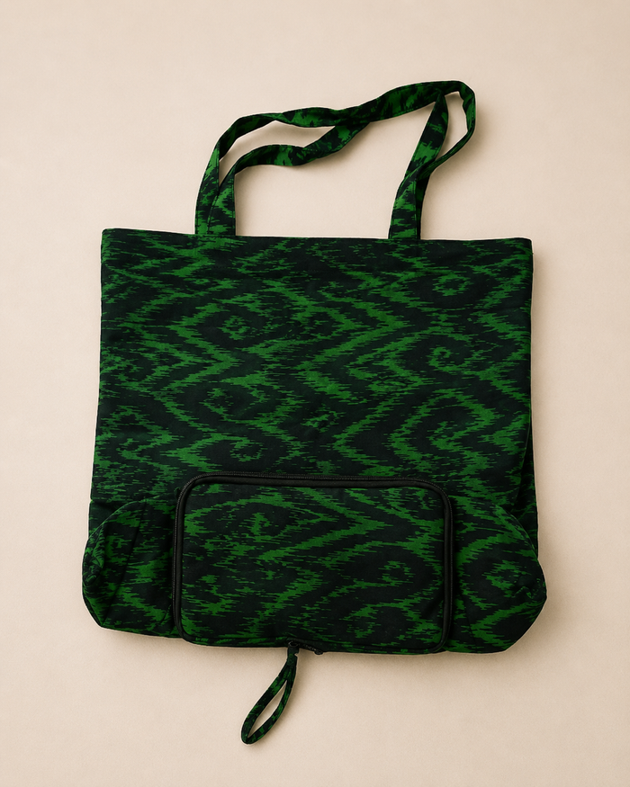 Kikapu Opvouwbare African Print Shopper – Groen/Zwart