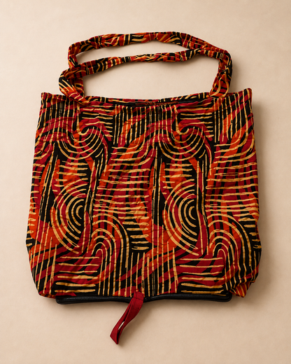Kikapu Opvouwbare African Print Shopper – Rood/Oranje/Zwart