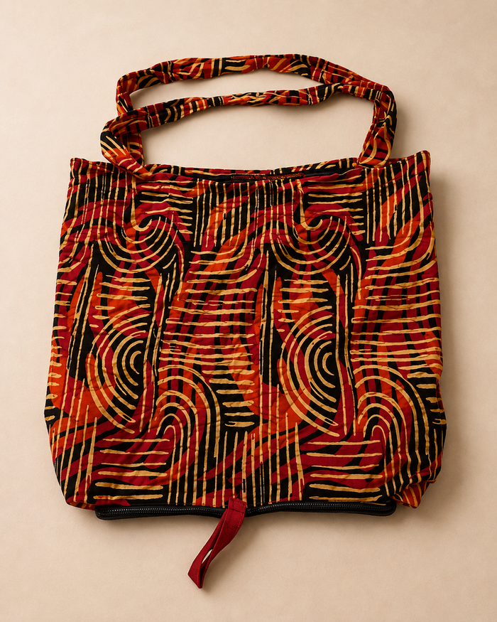 Kikapu Opvouwbare African Print Shopper – Rood/Oranje/Zwart