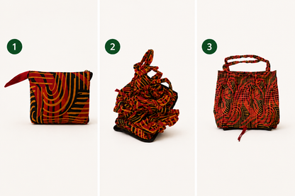 Kikapu Opvouwbare African Print Shopper – Rood/Oranje/Zwart
