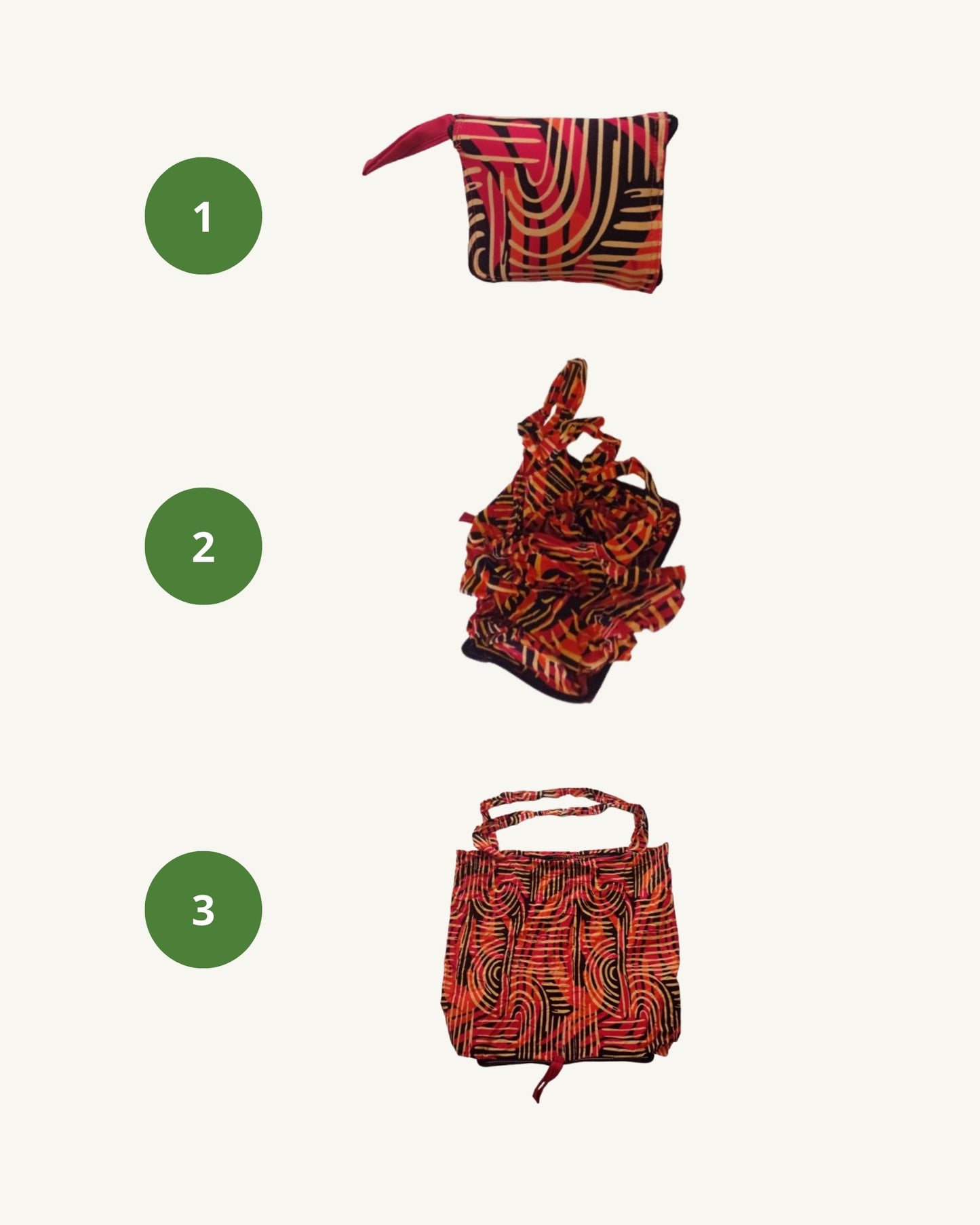 Kikapu Opvouwbare African Print Shopper – Rood/Oranje/Zwart