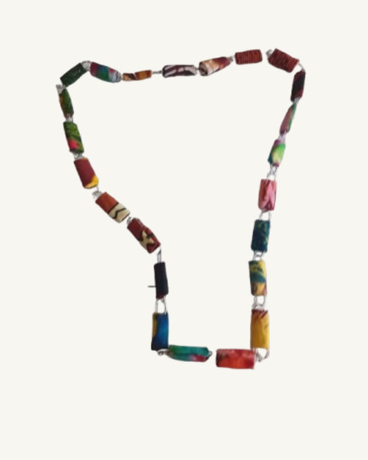 Handgemaakte Ugandese Papierkralen Ketting – Multicolor