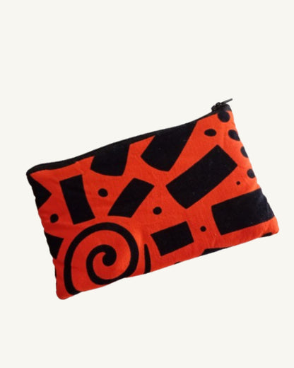 Handgemaakte African Print Portemonnee – Oranje/Zwart