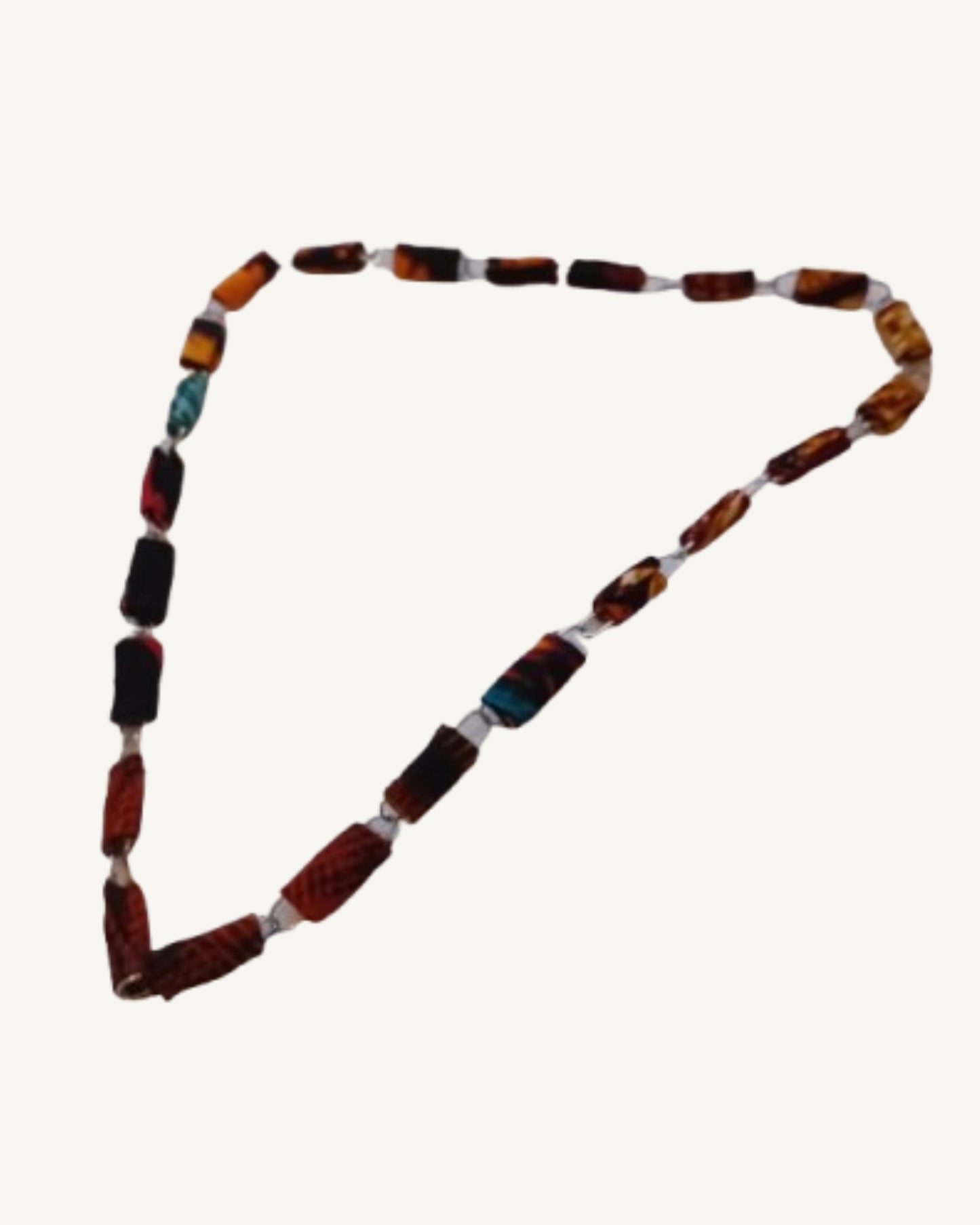 Handgemaakte Ugandese Papierkralen Ketting – Bruin/Multicolor