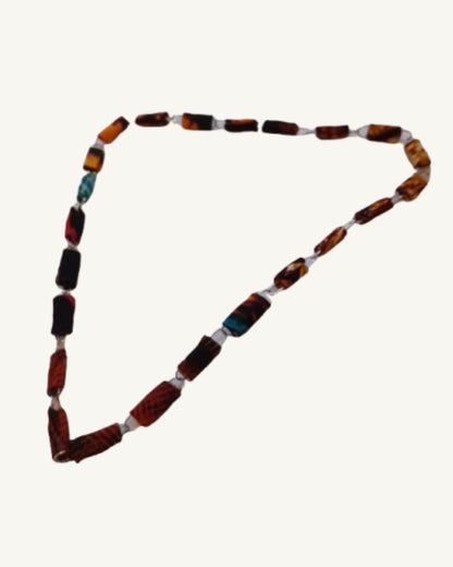 Handgemaakte Ugandese Papierkralen Ketting – Bruin/Multicolor