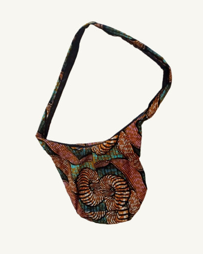 African Print Crossbody Tas – Bruin/Blauw