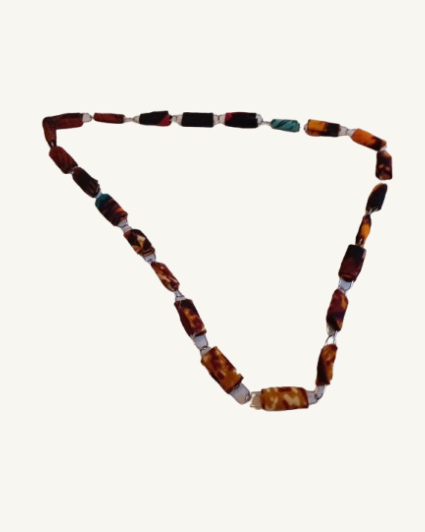 Handgemaakte Ugandese Papierkralen Ketting – Bruin/Multicolor