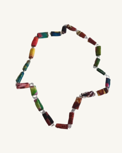 Handgemaakte Ugandese Papierkralen Ketting – Multicolor