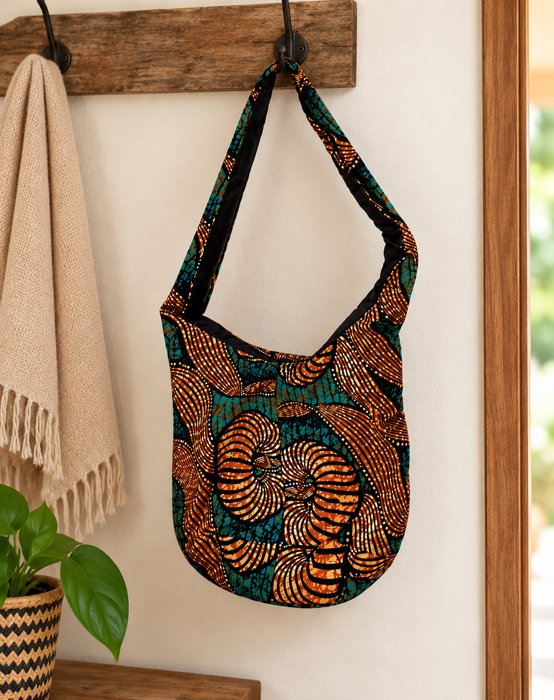 African Print Crossbody Tas – Bruin/Blauw