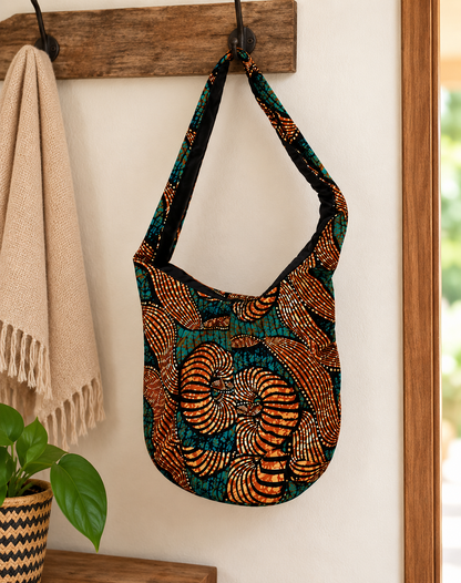 African Print Crossbody Tas – Bruin/Blauw